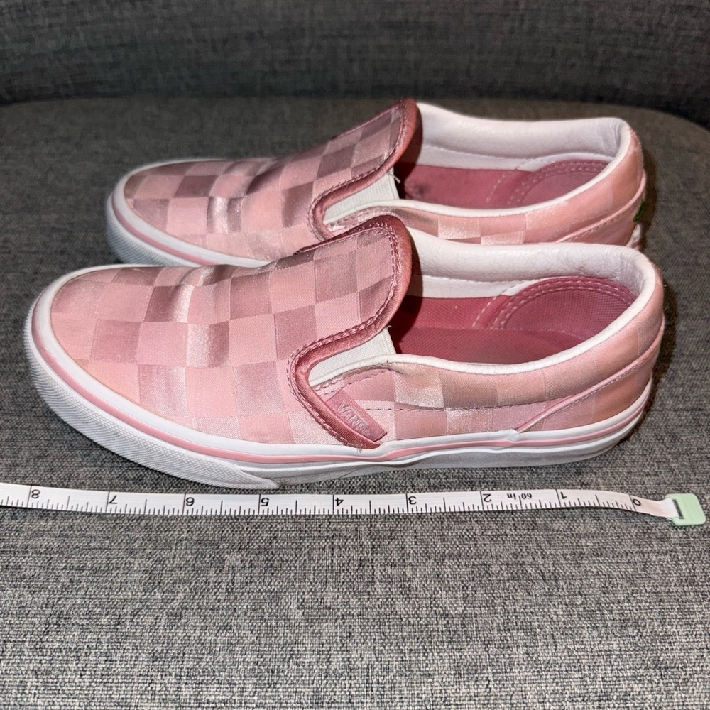 Vans Kids Little Girls Pink and White Checkered Slip-On Sneakers Girls Size 2 - Picture 9 of 16